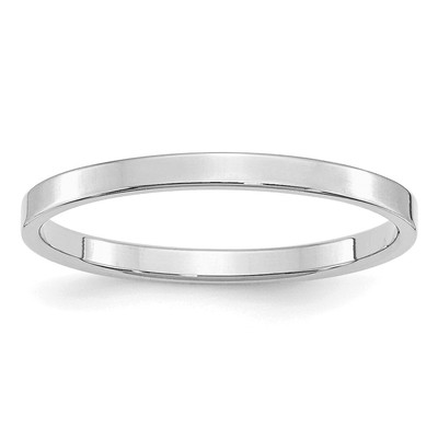 Sterling Silver Rhodium-plated 2mm Flat Size 11.5 Band