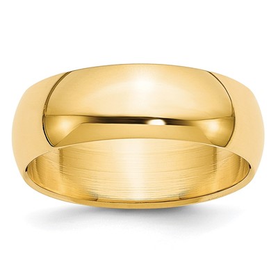 10k Yellow Gold 7mm Half Round Wedding Band Size 10.5