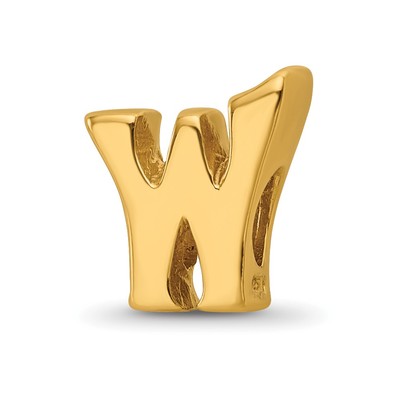 Sterling Silver Gold-plated Reflections Letter W Bead