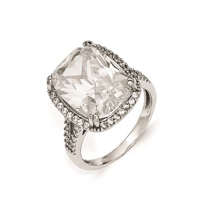 Cheryl M Sterling Silver CZ Square Ring