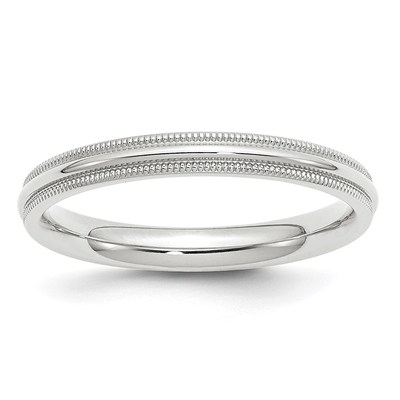 10k White Gold 3mm Milgrain Half Round Comfort Fit Wedding Band Size 8.5