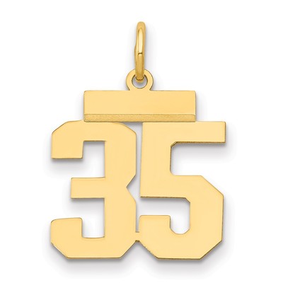 14k Small Polished Number 35 Charm