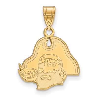 Sterling Silver Gold-plated LogoArt East Carolina University Pirate Medium Pendant