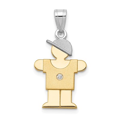 14k Two-tone A Diamond Kid Pendant