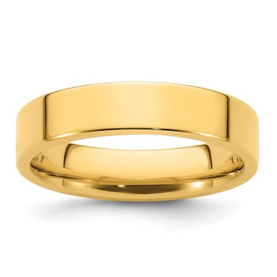 14k Yellow Gold 5mm Standard Weight Flat Comfort Fit Wedding Band Size 8