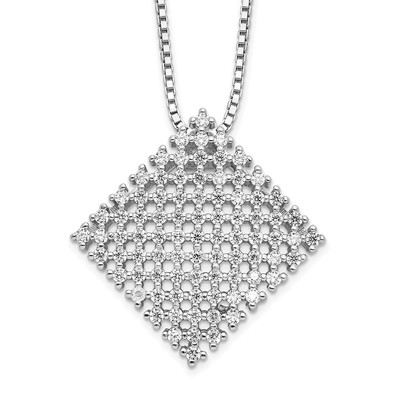 Brilliant Embers Sterling Silver Rhodium-plated 85 Stone 18 inch Micro Pav? CZ Necklace with 2 Inch Extender