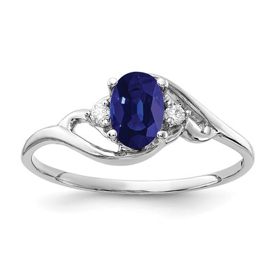 14k White Gold 6x4mm Oval Sapphire A Diamond ring