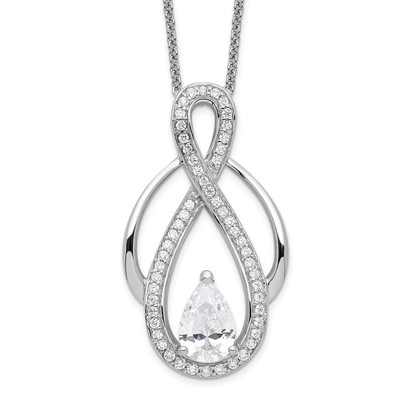 Sentimental Expressions Sterling Silver Rhodium-plated CZ Tear of Strength 18in Necklace
