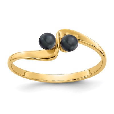 14k 3mm Black FW Cultured Pearl ring