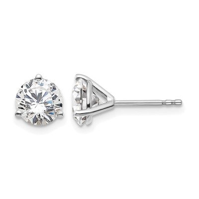 14k White Gold 2 ctw Certified Lab Grown Diamond VS/SI+ G+ Round 3 Prong Heavy Wt. Stud Earrings