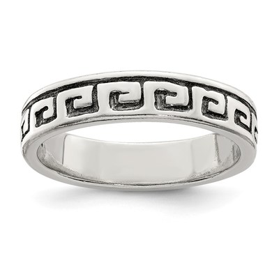 Sterling Silver Greek Key Ring