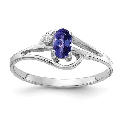 14k White Gold 5x3mm Oval Tanzanite AAA Diamond ring