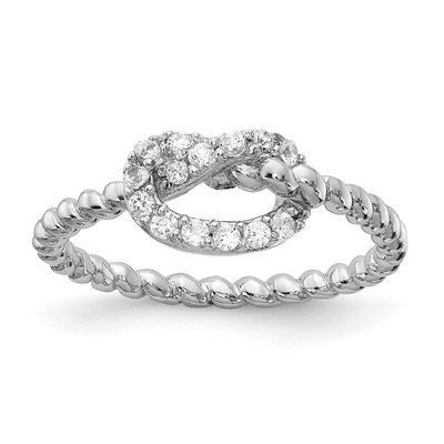 Cheryl M Sterling Silver Rhodium-plated Brilliant-cut CZ Knot Ring