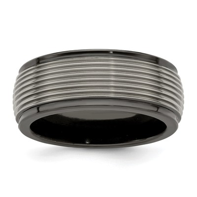 Edward Mirell Black Ti and Titanium Polished Grooved Step Edge 9mm Band