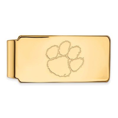 Sterling Silver Gold-plated LogoArt Clemson University Tiger Paw Money Clip