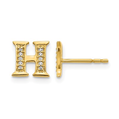 14k Diamond Initial H Earrings
