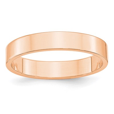 10k Rose Gold 4mm Lightweight Flat Wedding Band Size 5