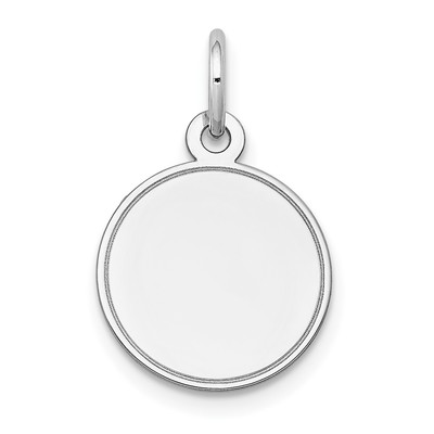 14k White Gold Plain .011 Gauge Round Engravable Disc Charm