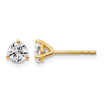 14k Yellow Gold 2/3 ctw Lab Grown Diamond VS/SI+ G+ Round 3 Prong Heavy Wt. Stud Earrings