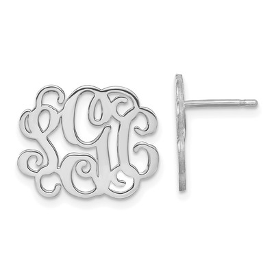 Sterling Silver/Rhodium-plated Monogram Post Earrings
