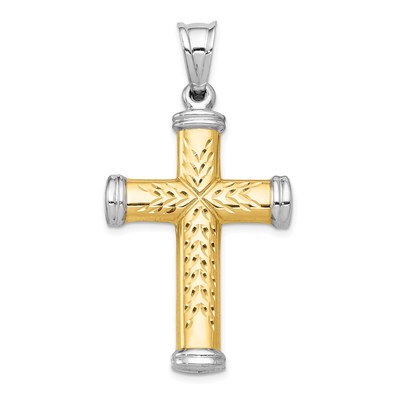 14K Two-Tone and Rhodium Reversible Cross