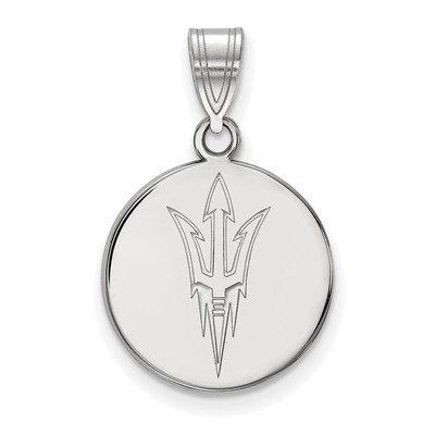 14k White Gold LogoArt Arizona State University Pitchfork Medium Disc Pendant