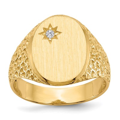 14k 16.0x12.0mm Open Back A Diamond Men's Signet Ring