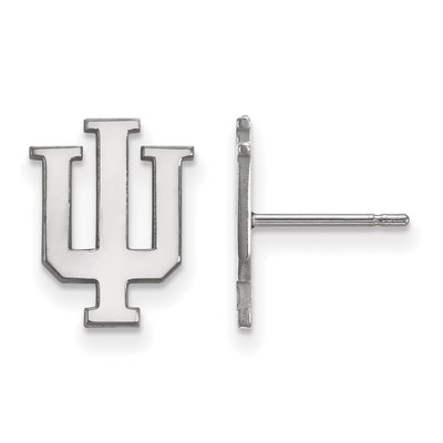 14k White Gold LogoArt Indiana University I-U Small Post Earrings