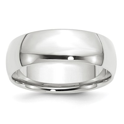 14k White Gold 7mm Lightweight Comfort Fit Wedding Band Size 8