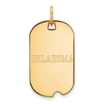 14k Gold LogoArt University of Oklahoma Small Dog Tag Pendant