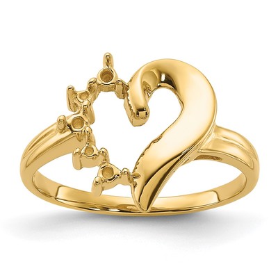 14k Polished .14ct. Diamond Heart Ring Mounting