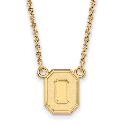 14k Gold LogoArt The Ohio State University Letter O Small Pendant 18 inch Necklace