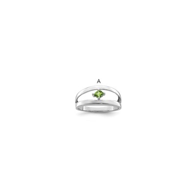 14k White Gold Synthetic Family Jewelry Ring