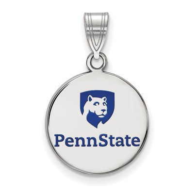Sterling Silver Rhodium-plated LogoArt Penn State University Medium Enameled Disc Pendant
