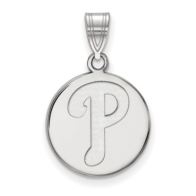 10k White Gold MLB LogoArt Philadelphia Phillies Letter P Medium Disc Pendant