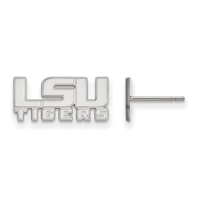 14k White Gold LogoArt Louisiana State University L-S-U Tigers Extra Small Post Earrings