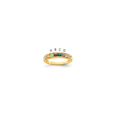 14K Family Jewelry Genuine Stone & Diamond Set Ring