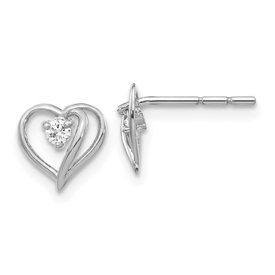 14k White Gold Fancy Diamond Heart Earring Mountings