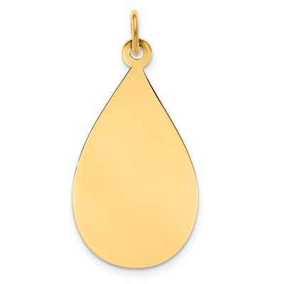 14k Plain .018 Gauge Engravable Raindrop Disc Charm