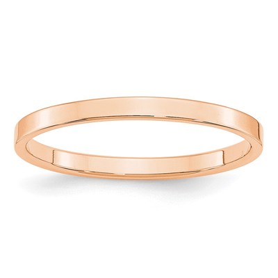 10k Rose Gold 2mm Lightweight Flat Wedding Band Size 12