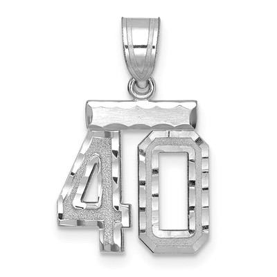 14kw Small Brushed Diamond-cut Number 40 Charm