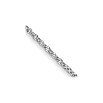 14K White Gold 30 inch 1mm Round Open Link Cable with Lobster Clasp Chain