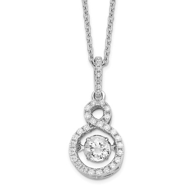 Brilliant Embers Sterling Silver Rhodium-plated 34 Stone with Moving Center Vibrant CZ and Micro Pav? CZ Infinity Necklace with 2 Inch Extender