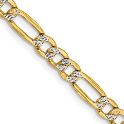 14K 20 inch 3.9mm Semi-Solid with Rhodium Pav? Figaro with Lobster Clasp Chain