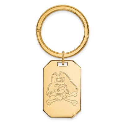 Sterling Silver Gold-plated LogoArt East Carolina University Pirate Key Ring