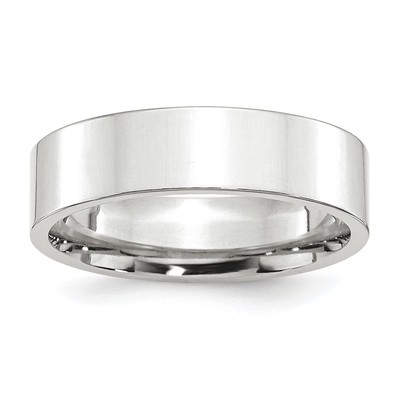 Platinum 6mm Polished Flat Wedding Band Size 6.5
