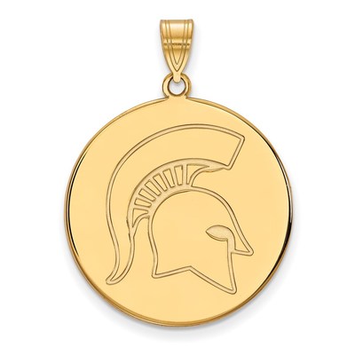 Sterling Silver Gold-plated LogoArt Michigan State University Spartan Extra Large Disc Pendant