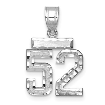 14kw Small  Brushed Diamond-cut Number 52 Charm