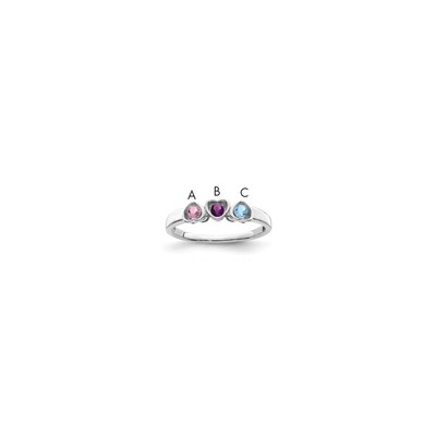 Sterling Silver Rhodium-plated Synthetic 3 Stone Mother's Ring